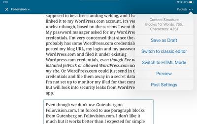 Horrific iPad Pro user experience trying to make a simple weblog post