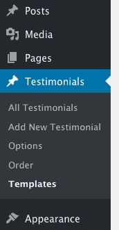 FV Testimonials admin menu