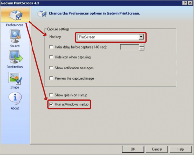 Preferences settings