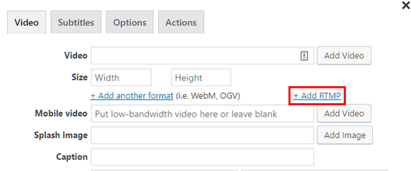 Add RTMP button in the shortcode editor