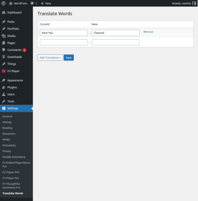 How to change FV Player Translations and Labels